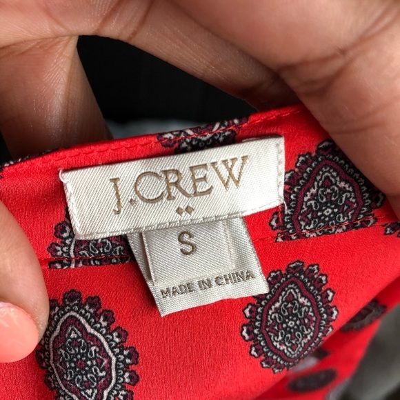 J. CREW FACTORY | Red Emblem Patterned Blouse Sz S - Picture 6 of 7